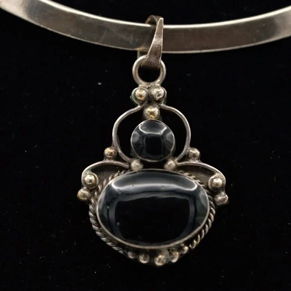 Goth Gorgeous Black Onyx sterling silver Pendant NWT - Picture 8 of 10